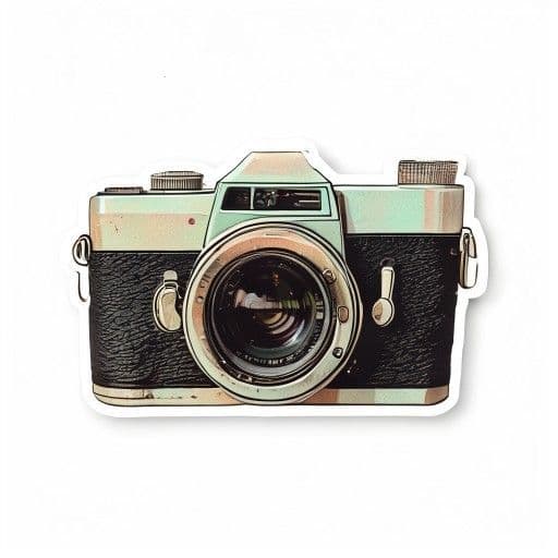 AI generated steampunk sticker: Retro Camera
