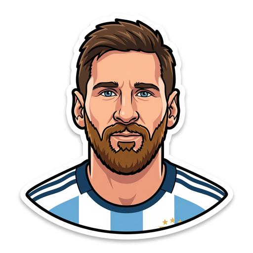 AI cartoon sticker of Messi, Argentina football star