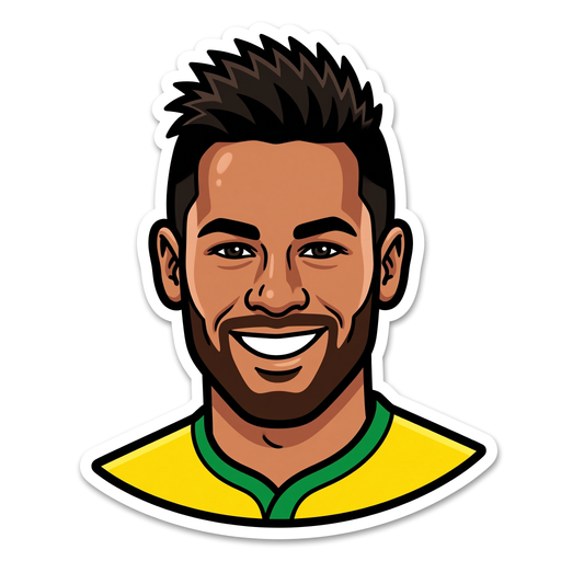 AI cartoon sticker of Neymar, Brazil football star